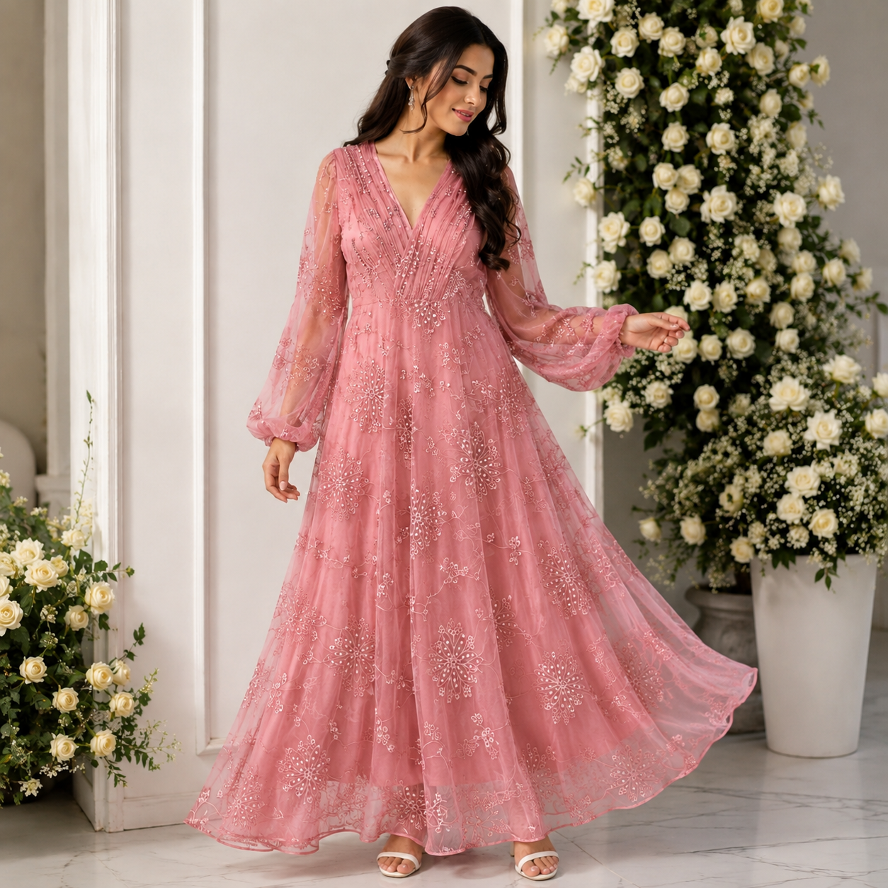 ChatGPT Image Aug 3, 2026, 11_22_56 PM V-Neck Long Gown - Image 1